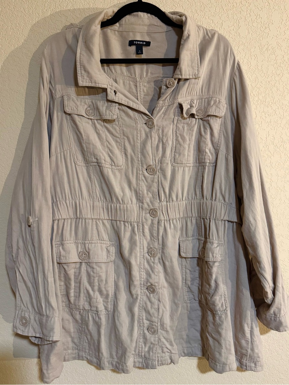 torrid Beige Utility Button-Front Jacket